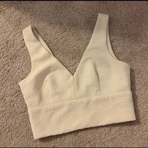 Creme V-neck crop top